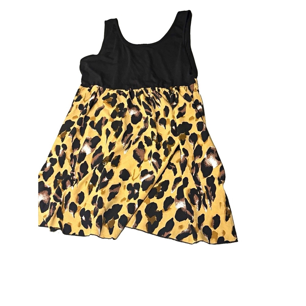 SHEIN Curve Plus 3XL Black Leopard Print Sleeveless Romper Scoop Neck Elastic